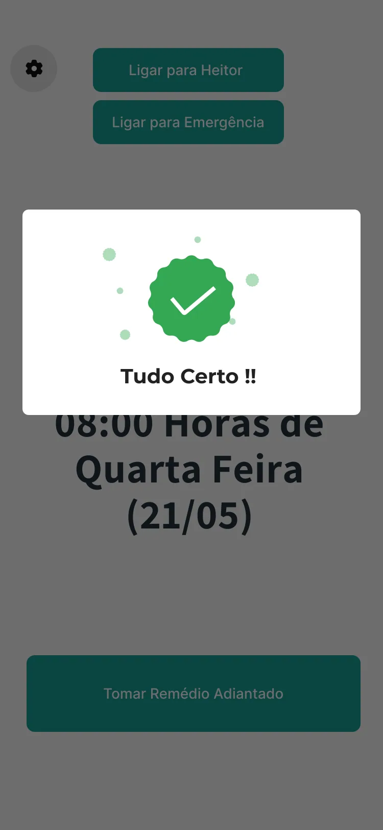 Atividade confirmada pelo aplicativo VitalisTec